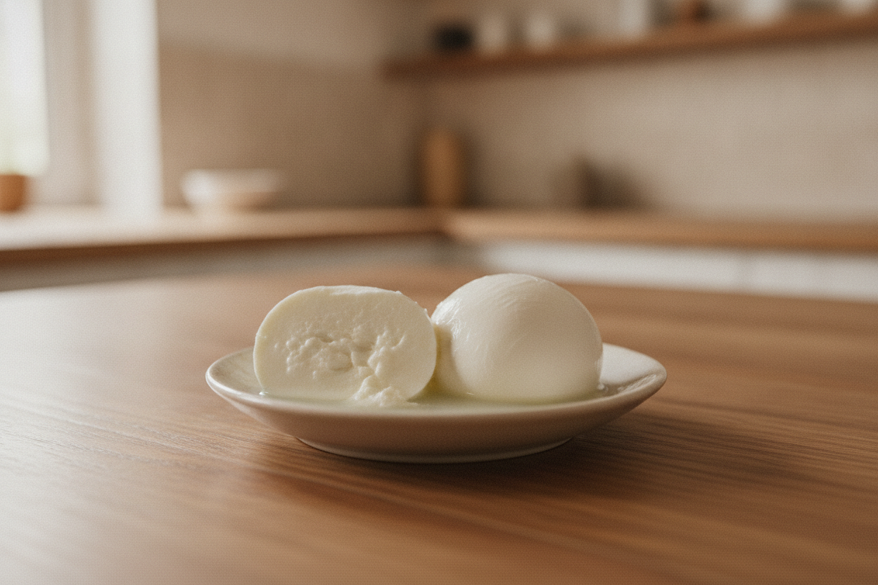 Mozzarella fresca con il suo liquido