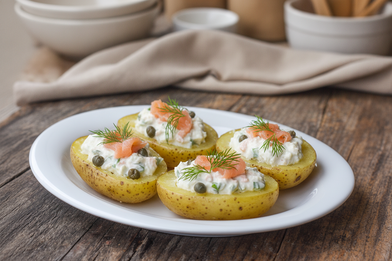 Barchette di patate al salmone affumicato