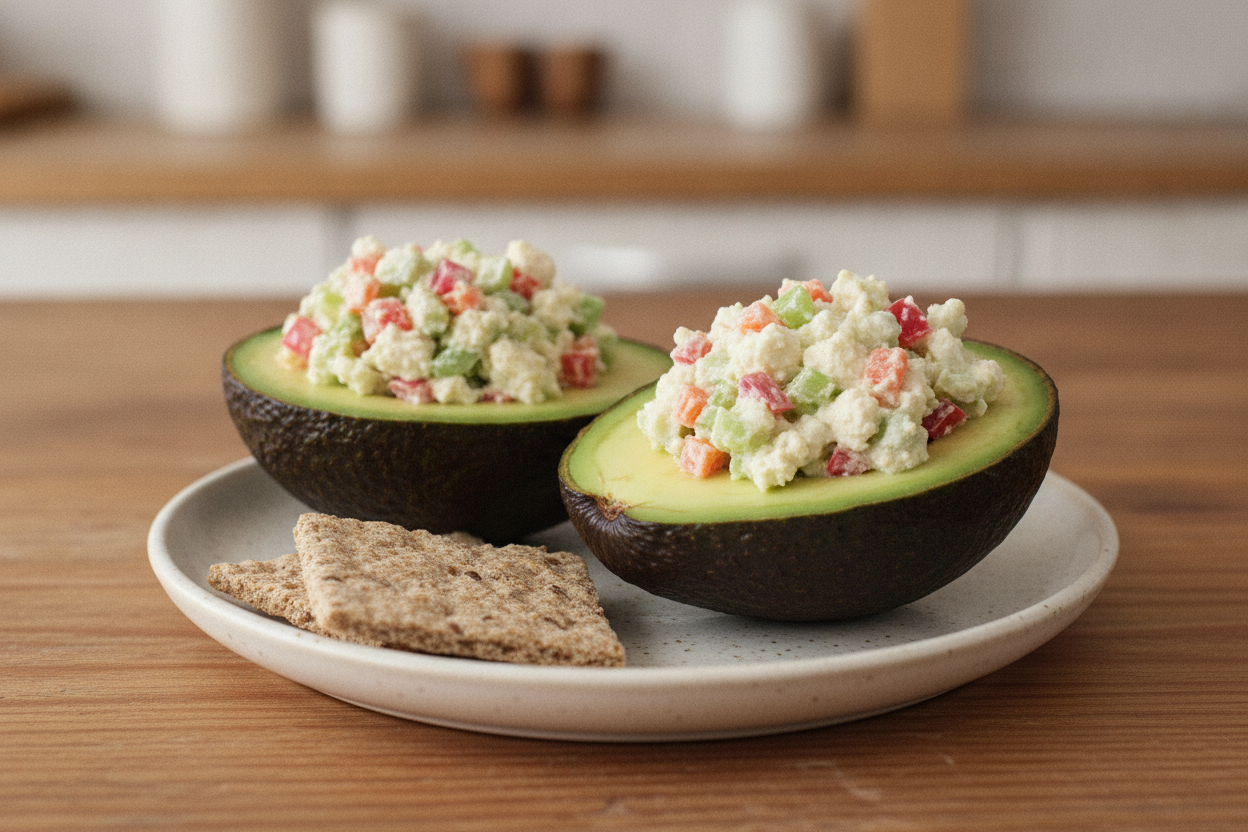 Ciotoline di avocado con salsa di verdure