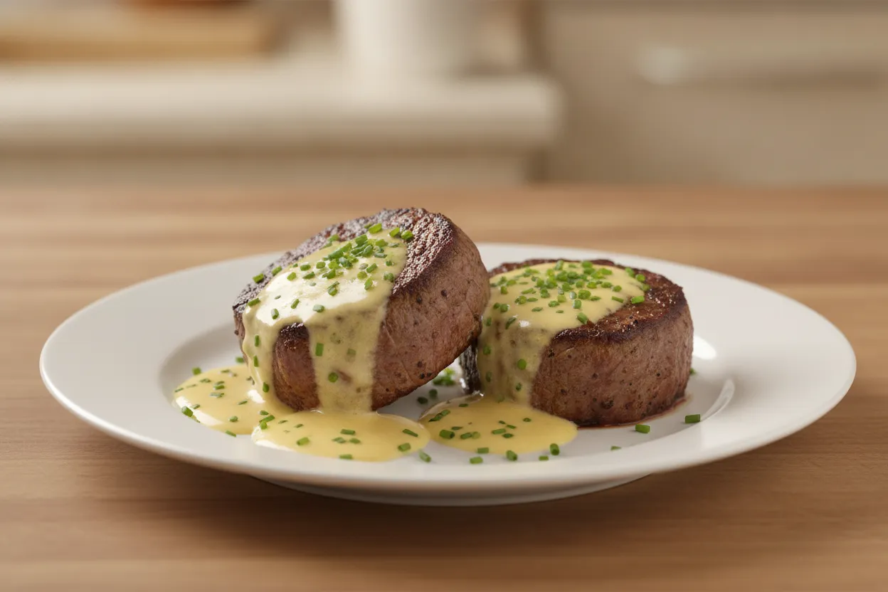 Filetto di manzo al forno con zabaione ed erba cipollina