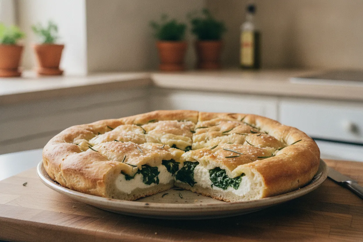 Focaccia ripiena con ricotta e spinaci