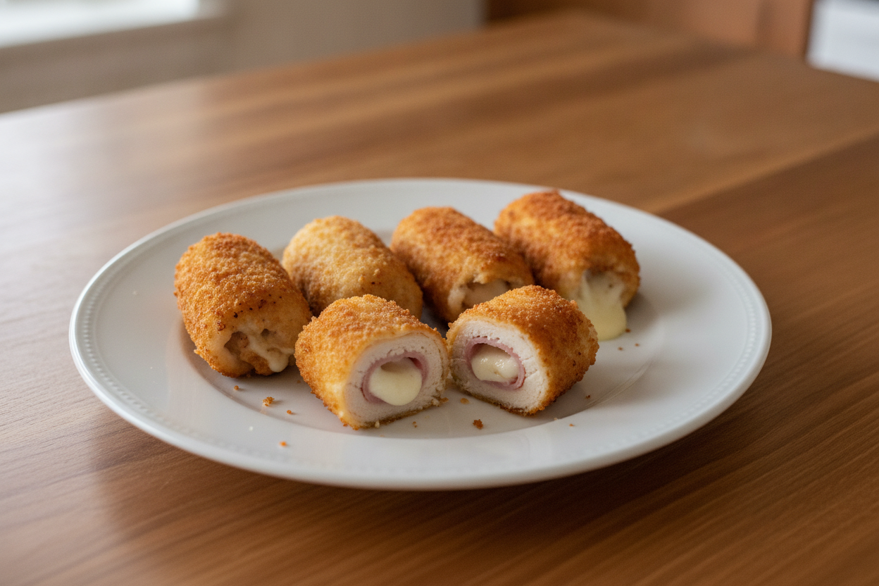 Involtini di pollo al forno con prosciutto e formaggio filante
