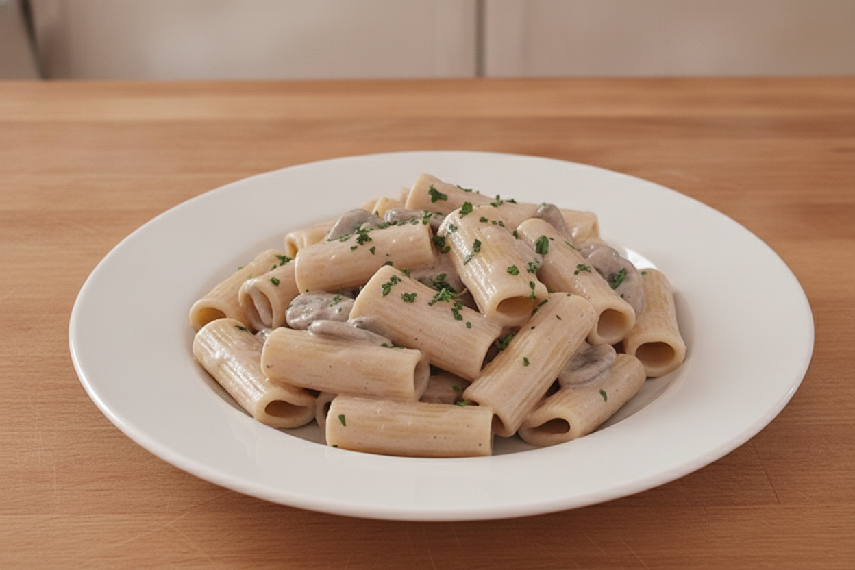 Pasta con panna e funghi