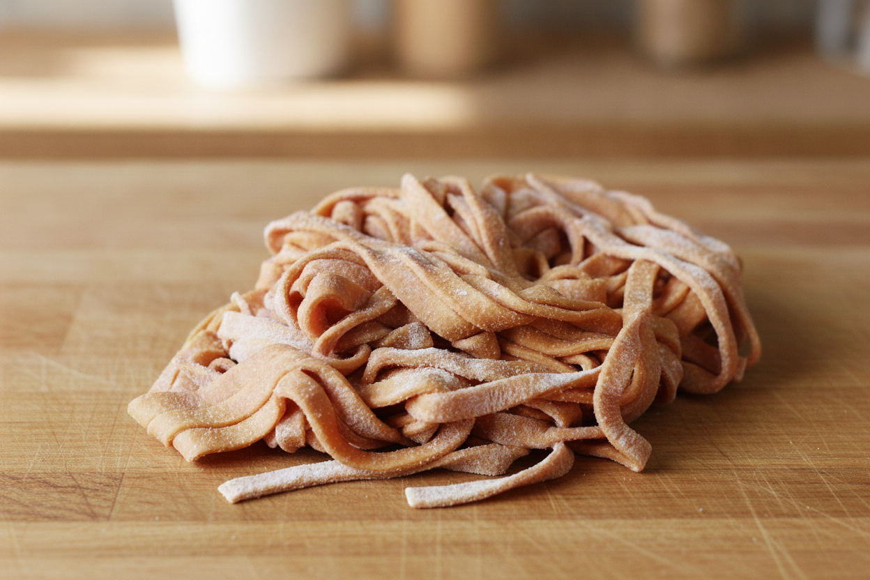Pasta rossa all'uovo fatta in casa