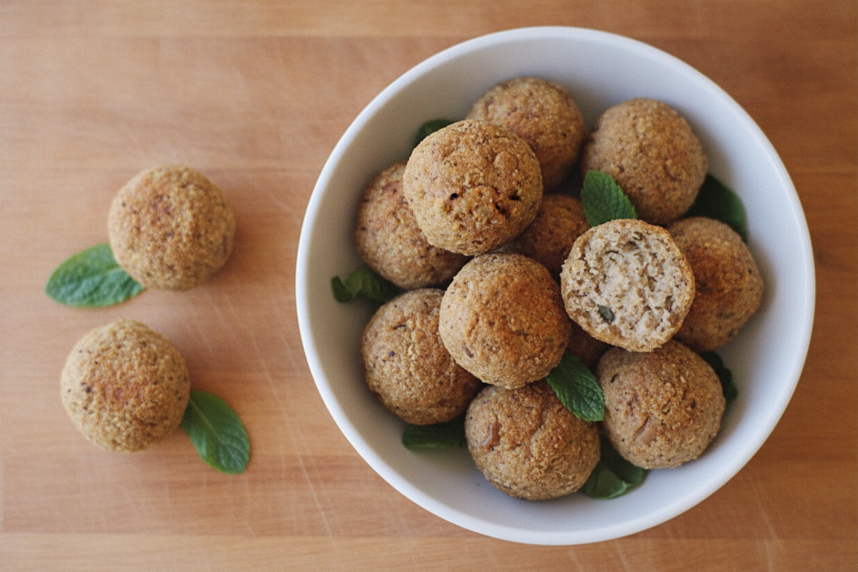 Polpettine di melanzane al forno con foglie di menta