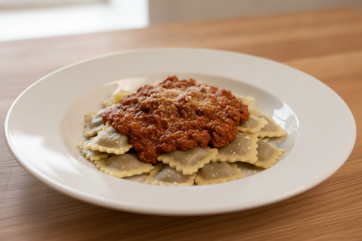 Ravioli di carne al ragù alla bolognese
