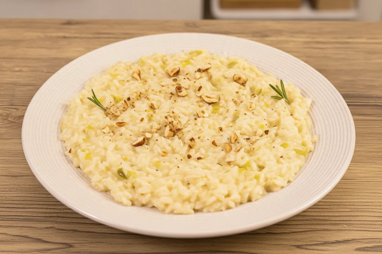 Risotto ai porri e nocciole