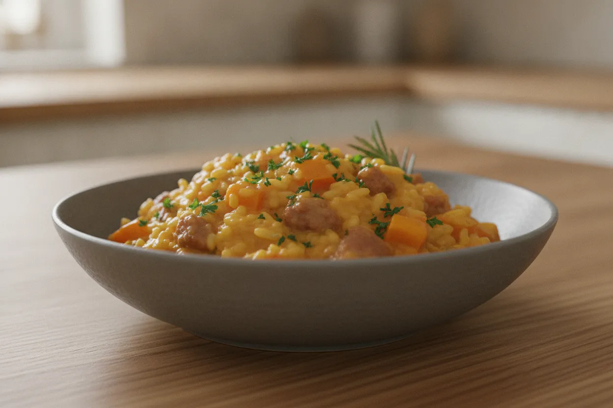 Risotto alla zucca e salsiccia