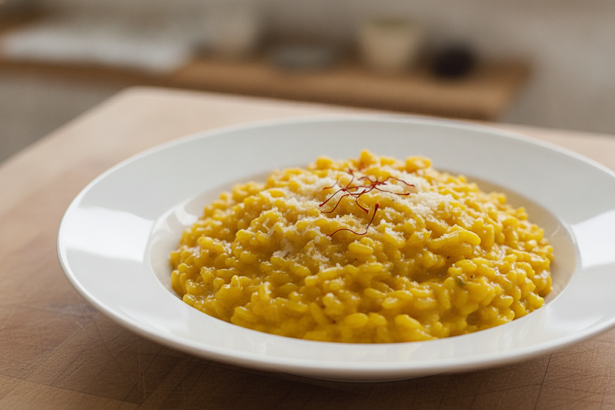Risotto allo zafferano nella pentola a pressione