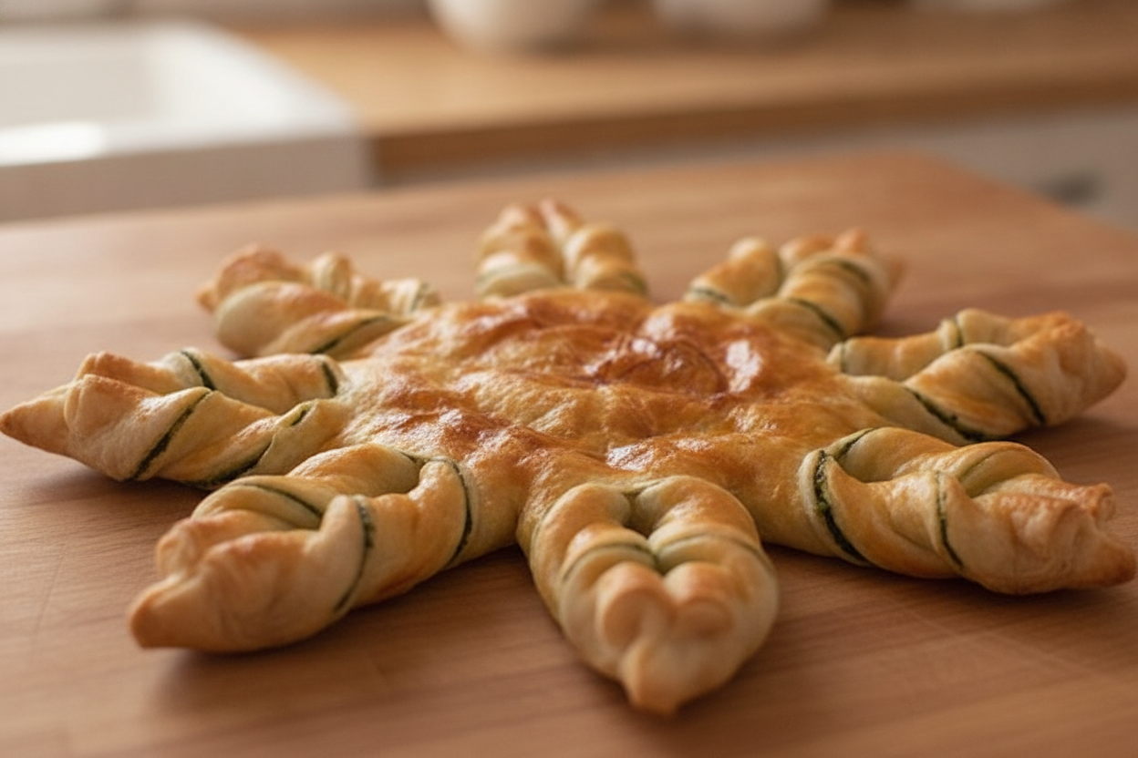 Stella di pasta sfoglia alla ricotta e pesto