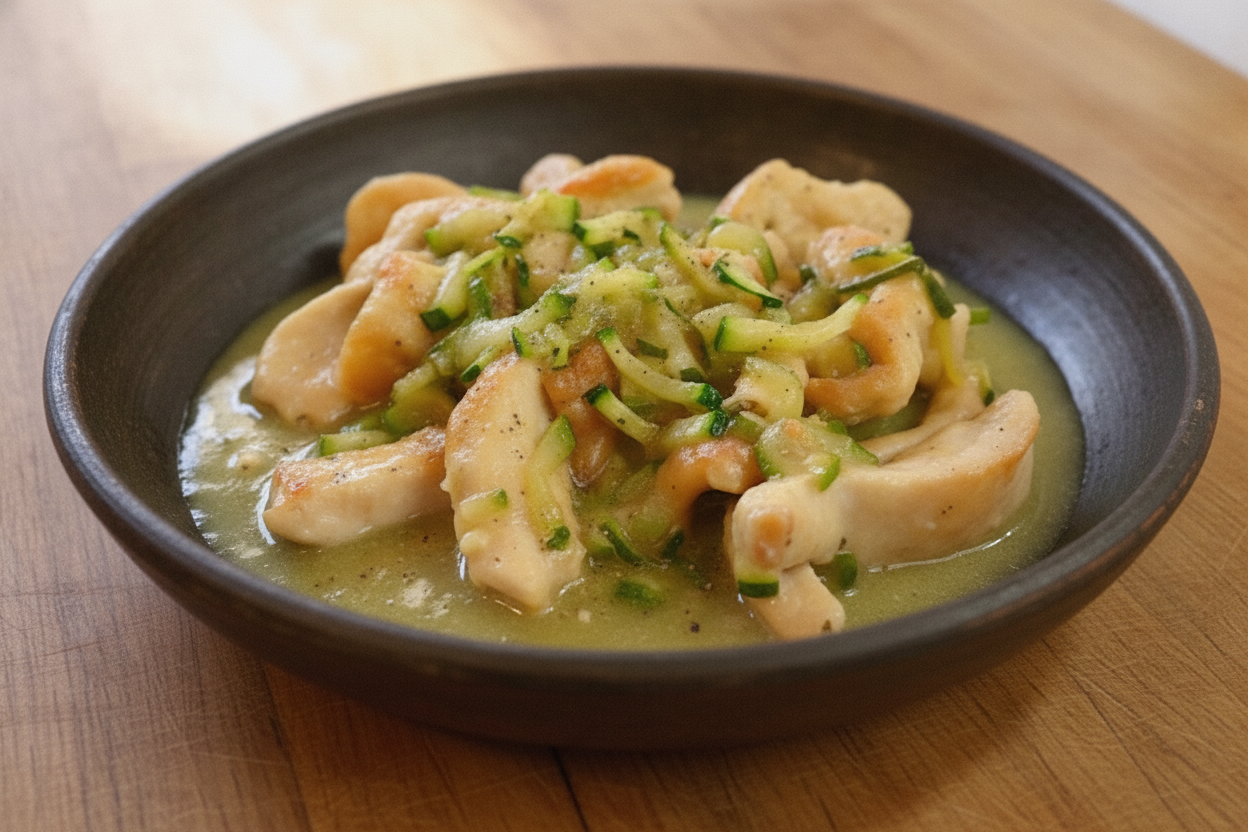 Straccetti di petto di pollo e zucchine