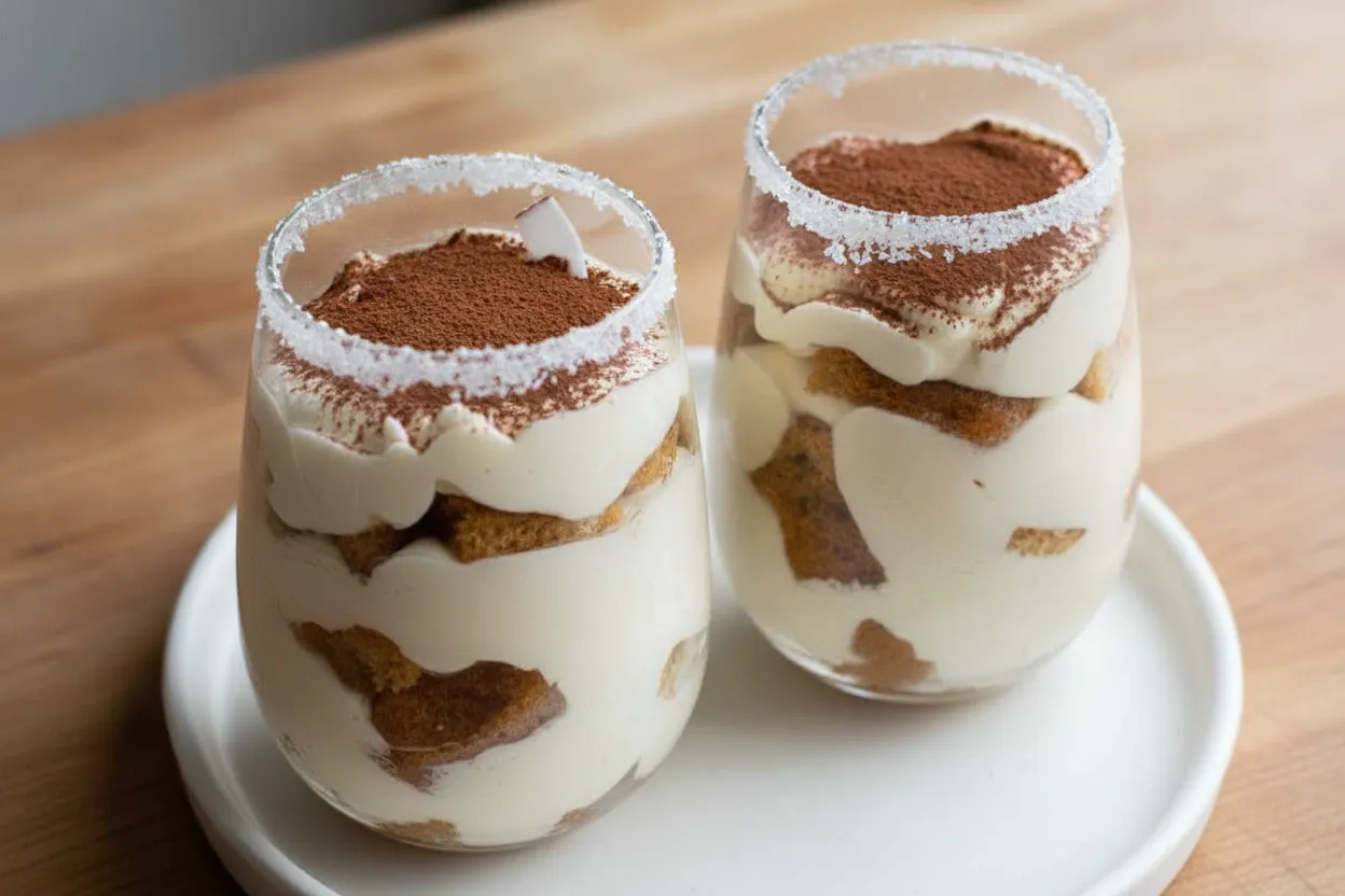 Tiramisù con mousse al cioccolato bianco e cocco