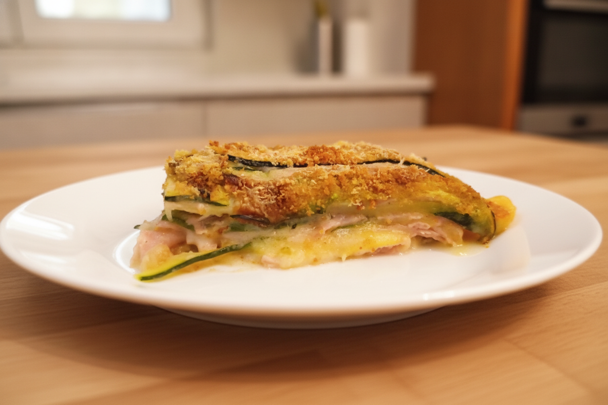 Zucchine al forno con prosciutto e mozzarella