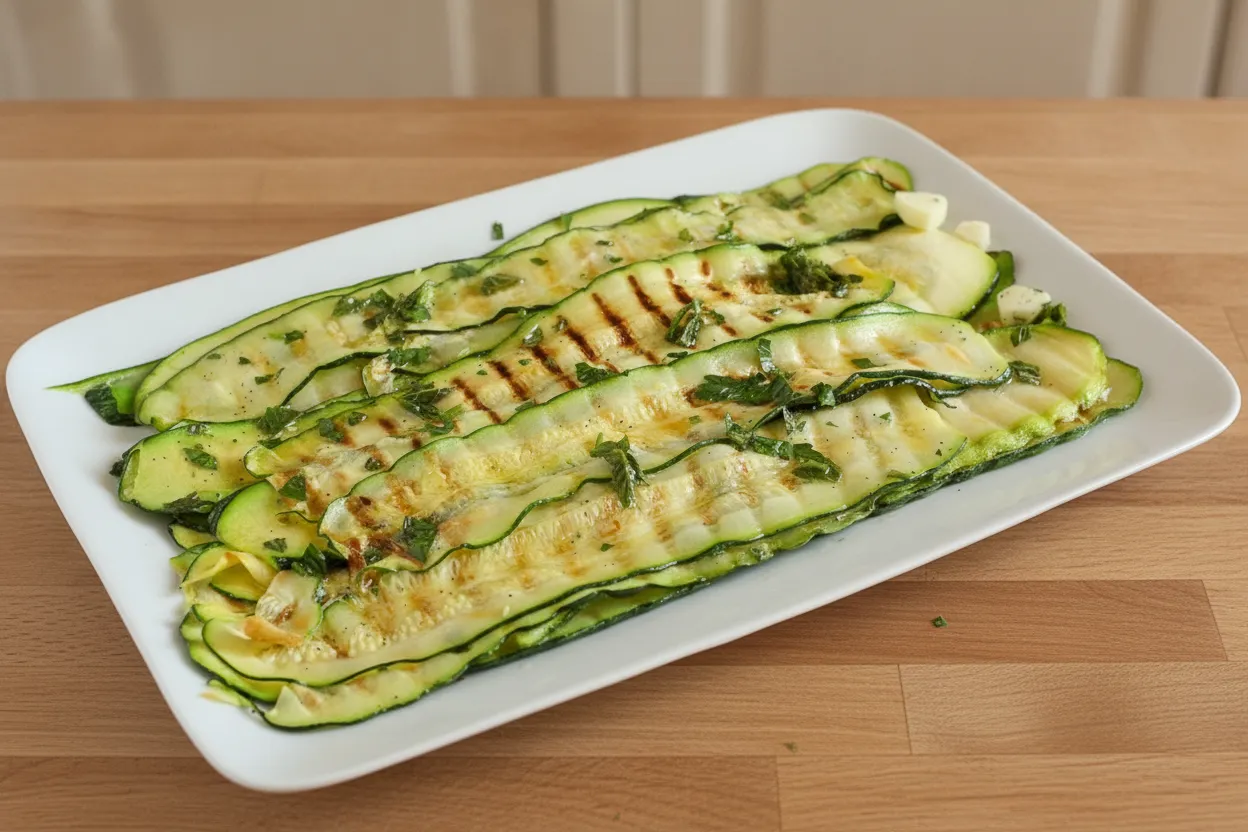 Zucchine grigliate con salsa al prezzemolo e aceto