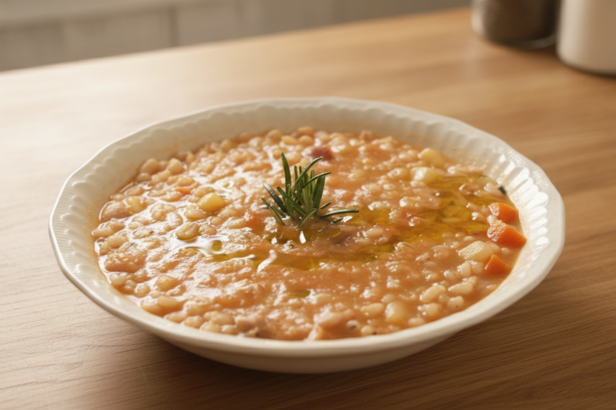 Zuppa di orzo e cannellini